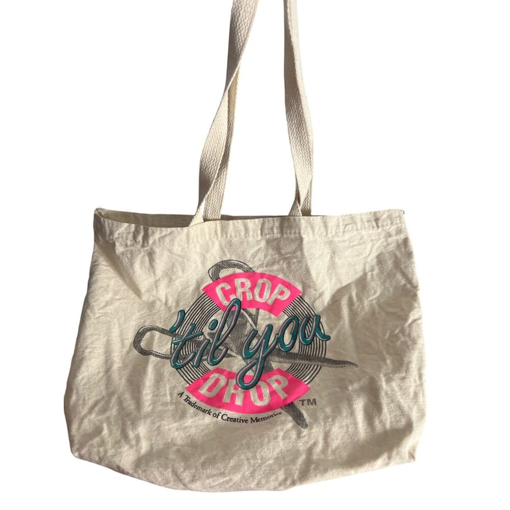 Vintage Y2K Creative Memories Crop Til You Drop Canvas Tote Bag Billboard USA
